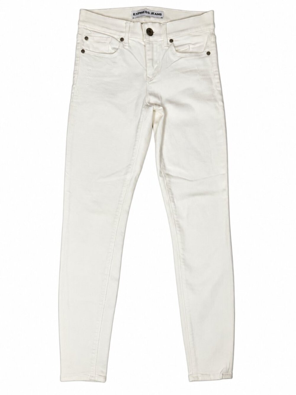 Express Mia Ankle Legging Jeans Size 2 White Mid Rise Stretch Denim